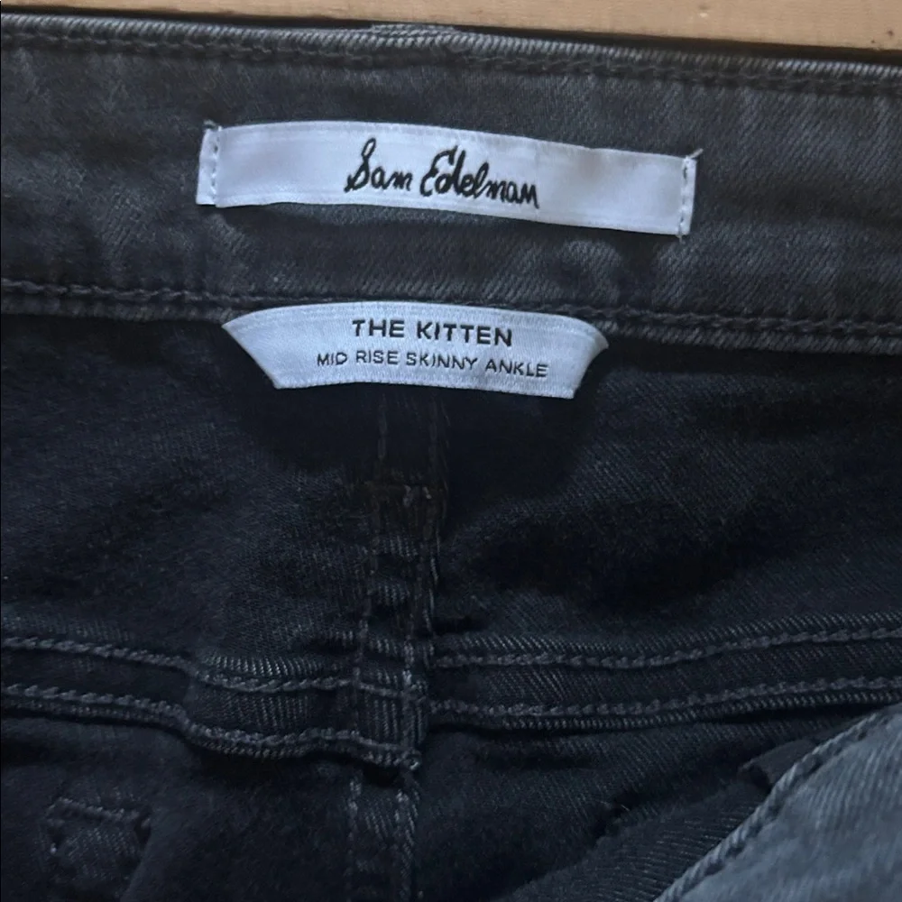 Sam Edelman ‘The Kitten’ Mid-Rise Skinny Ankle Jean - Black Frayed Sz 33